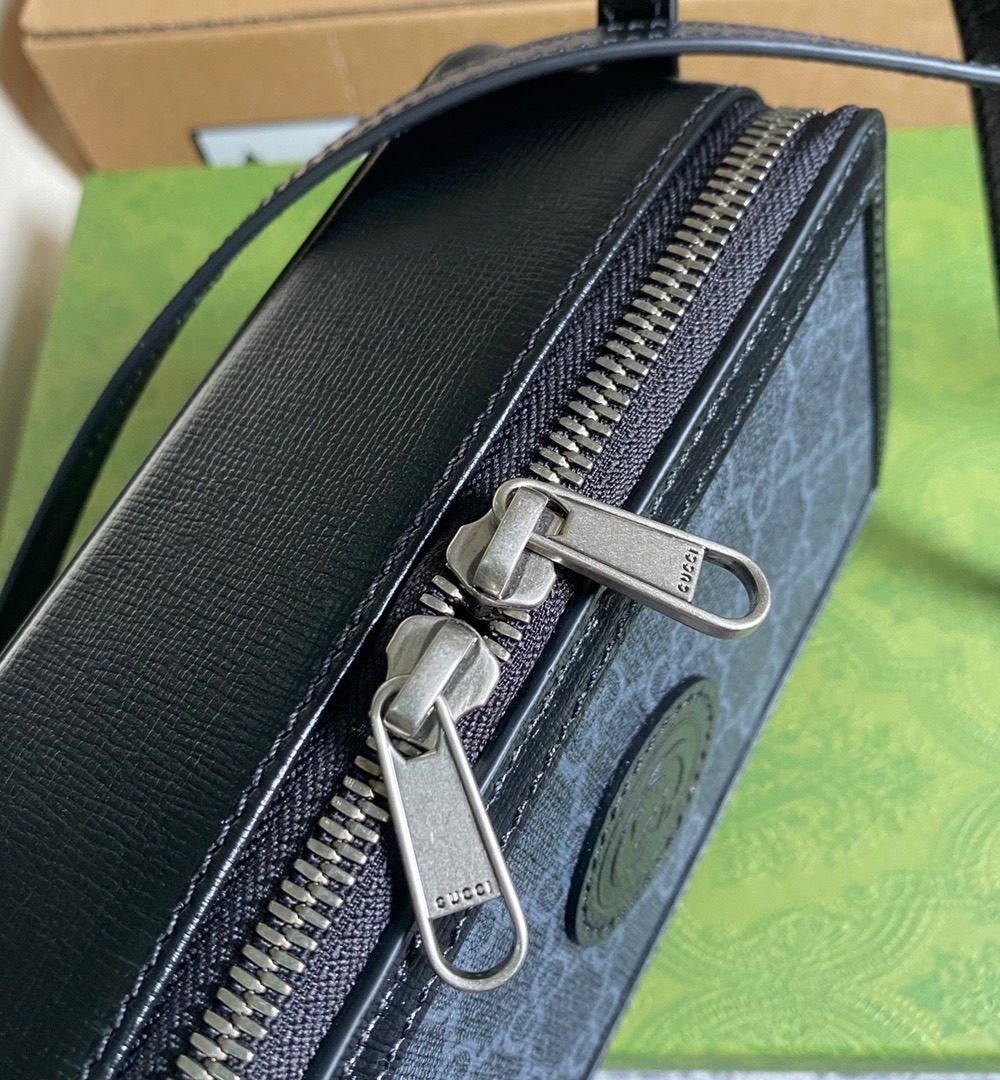 1:1 Replica Gucci Mini Bag With Interlocking G Black GG Supreme Canvas For Women 9in/23cm GG