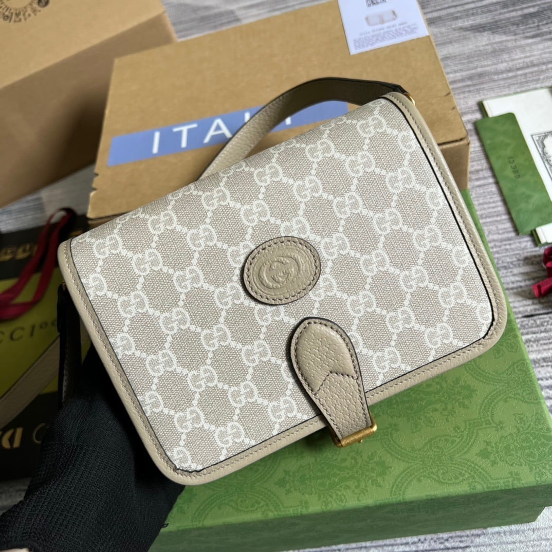 1:1 Replica Gucci Mini Shoulder Bag With Interlocking G Beige For Women, Women's Bags 7.9in/20cm GG 671620 UULBT 9683 - Image 8