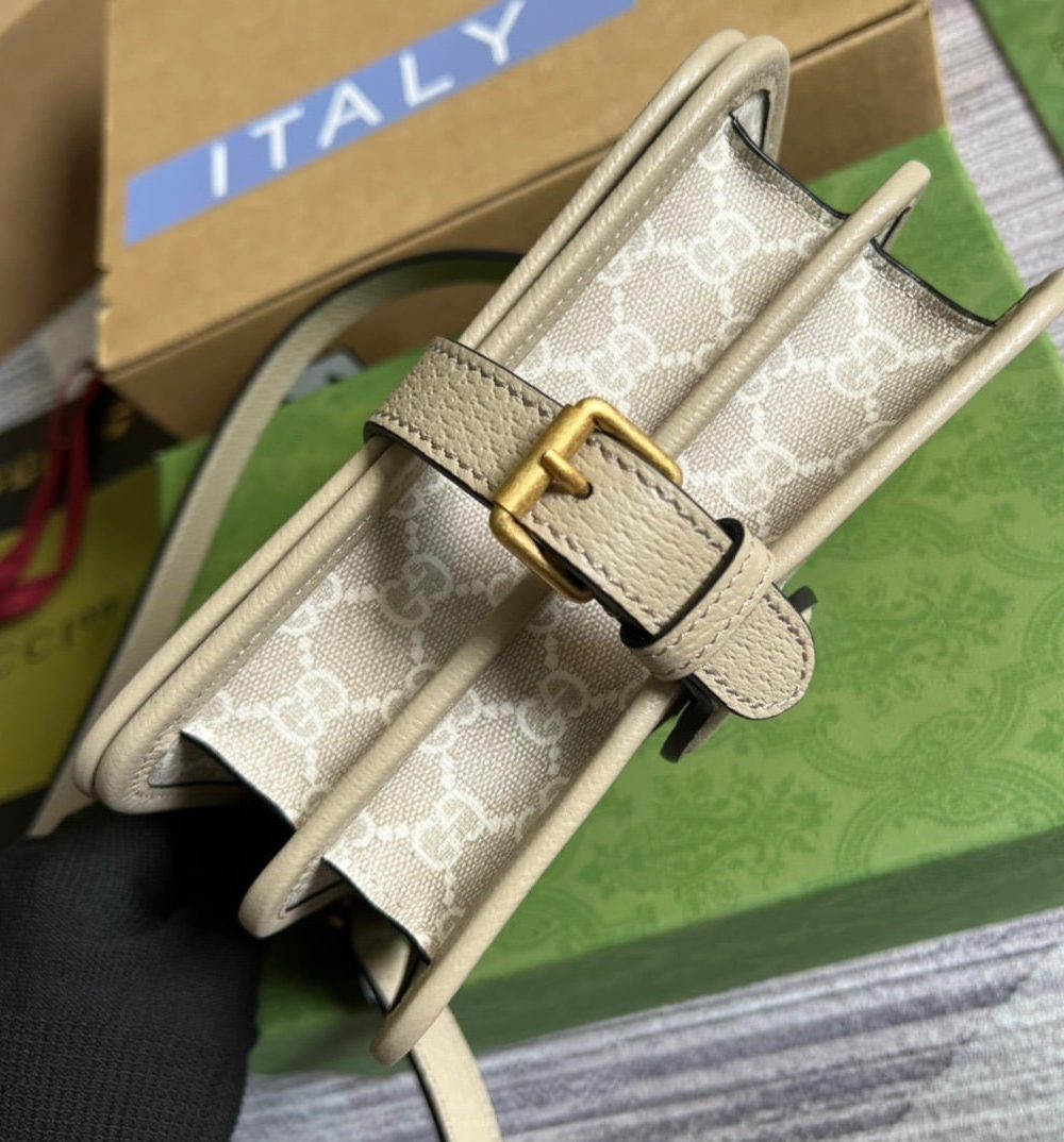 1:1 Replica Gucci Mini Shoulder Bag With Interlocking G Beige For Women, Women's Bags 7.9in/20cm GG ‎671620 UULBT 9683