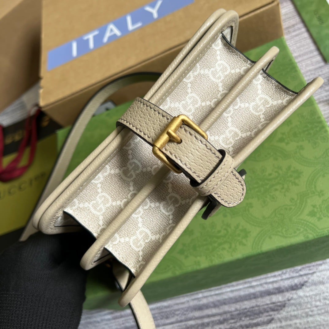 1:1 Replica Gucci Mini Shoulder Bag With Interlocking G Beige For Women, Women's Bags 7.9in/20cm GG 671620 UULBT 9683 - Image 4