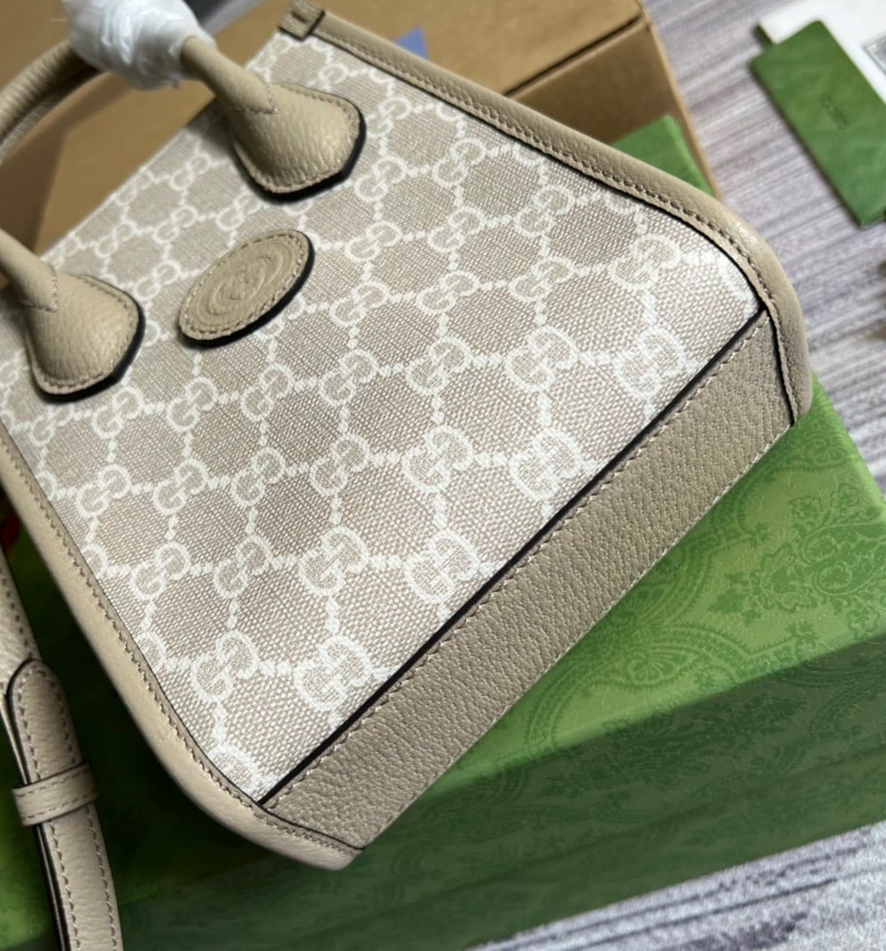 1:1 Replica Gucci Mini Tote Bag With Interlocking G Beige For Women, Women's Bags 7.8in/20cm GG ‎671623 UULBT 9683