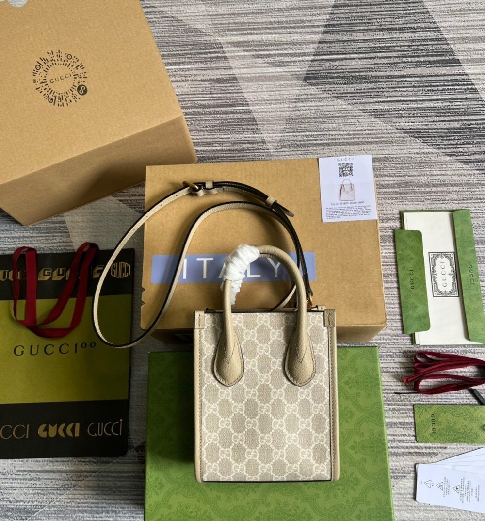 1:1 Replica Gucci Mini Tote Bag With Interlocking G Beige For Women, Women's Bags 7.8in/20cm GG ‎671623 UULBT 9683