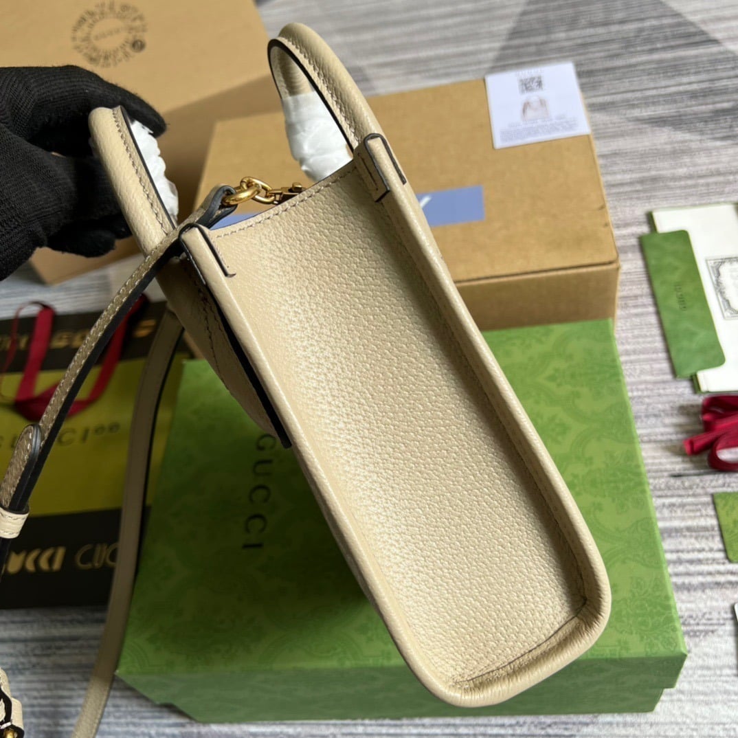 1:1 Replica Gucci Mini Tote Bag With Interlocking G Beige For Women, Women's Bags 7.8in/20cm GG 671623 UULBT 9683 - Image 3