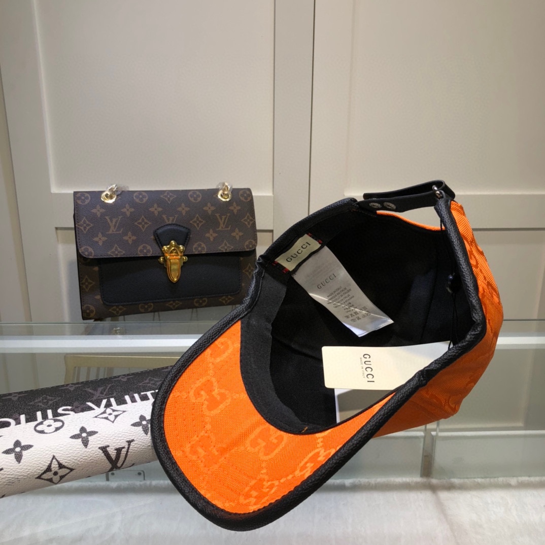Gucci Off The Grid Baseball Hat Orange GG Hat - Image 2