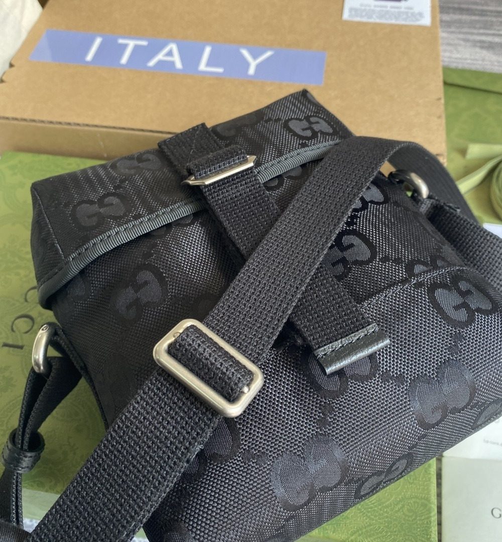 1:1 Replica Gucci Off The Grid Messenger Bag Black GG ECONYL® For Men  7.3in/18.5cm GG 643858 H9HKN