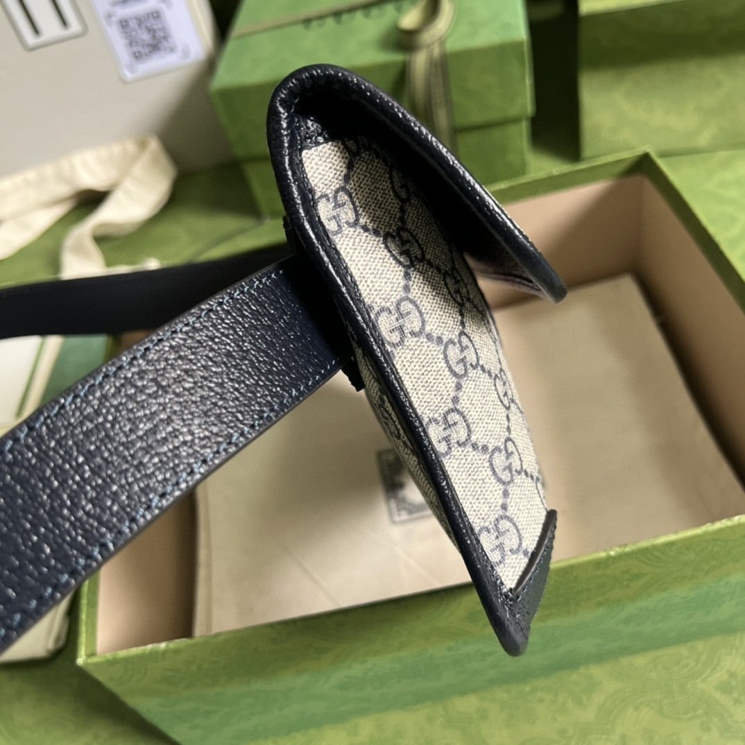 1:1 Replica Gucci Ophidia Belt Bag Beige And Blue GG Supreme Canvas For Men 9in/22cm GG 674081 96IWN 4076 - Image 2