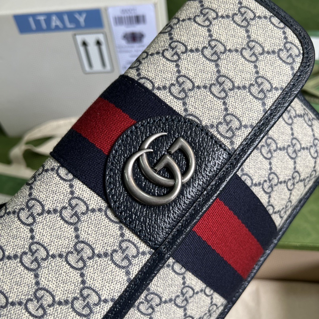 1:1 Replica Gucci Ophidia Belt Bag Beige And Blue GG Supreme Canvas For Men 9in/22cm GG 674081 96IWN 4076 - Image 4