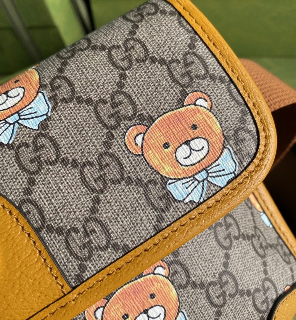 1:1 Replica Gucci Ophidia Belt Bag Beige And Orange GG Supreme Canvas For Women  8.7in/22cm GG  ‎