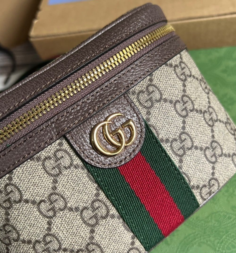 1:1 Replica Gucci Ophidia Belt Bag With Web Beige/Ebony Soft GG Supreme Canvas  For Men 7.1in/18cm GG 699765 96IWG 8745