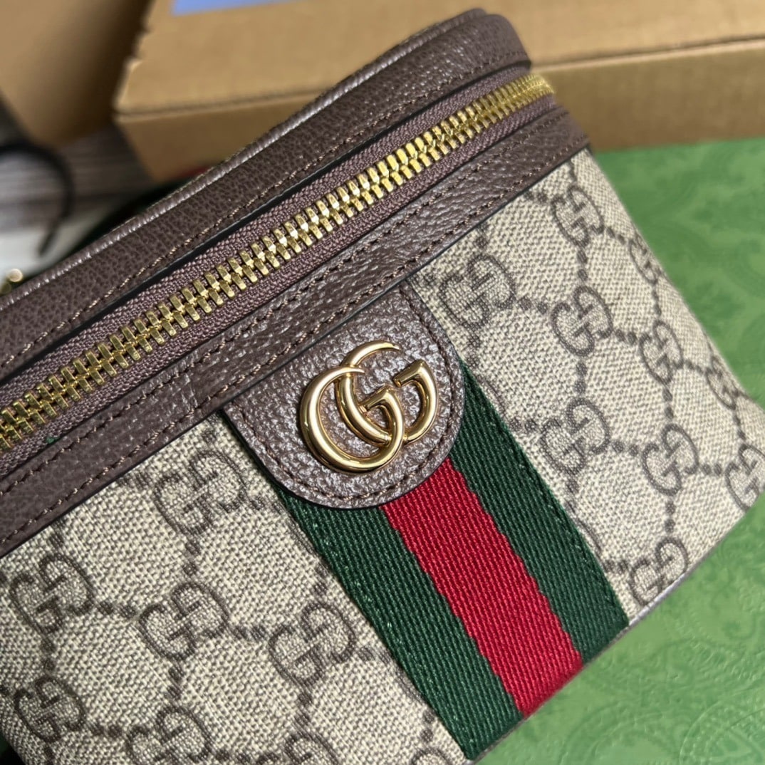 1:1 Replica Gucci Ophidia Belt Bag With Web Beige/Ebony Soft GG Supreme Canvas For Men 7.1in/18cm GG 699765 96IWG 8745 - Image 9