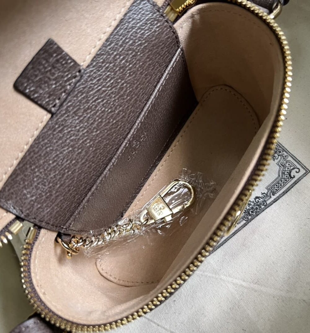 1:1 Replica Gucci Ophidia Cosmetic Case Brown For Women 15.5cm / 6.1in