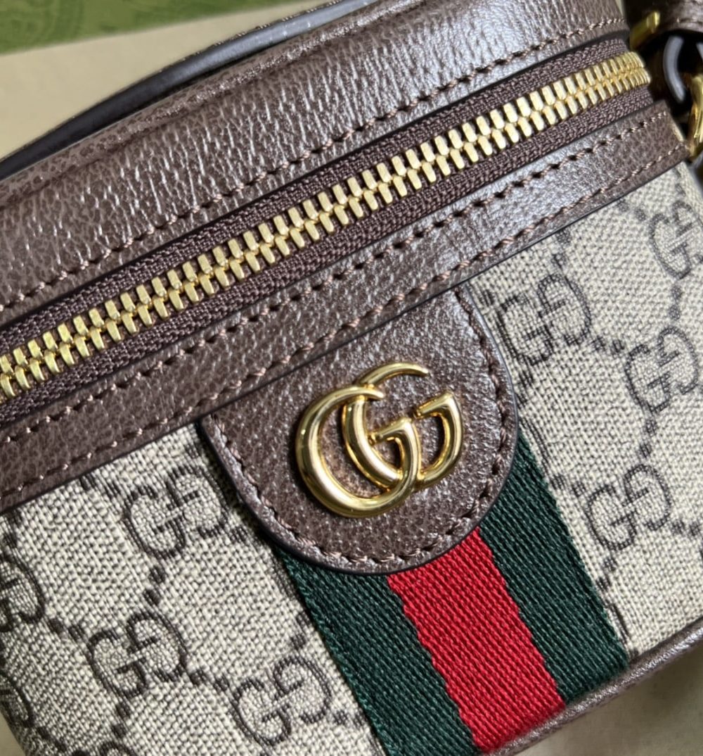 1:1 Replica Gucci Ophidia Cosmetic Case Brown For Women 15.5cm / 6.1in