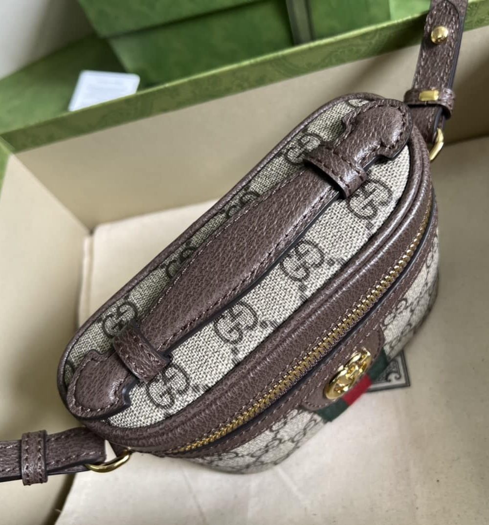 1:1 Replica Gucci Ophidia Cosmetic Case Brown For Women 15.5cm / 6.1in