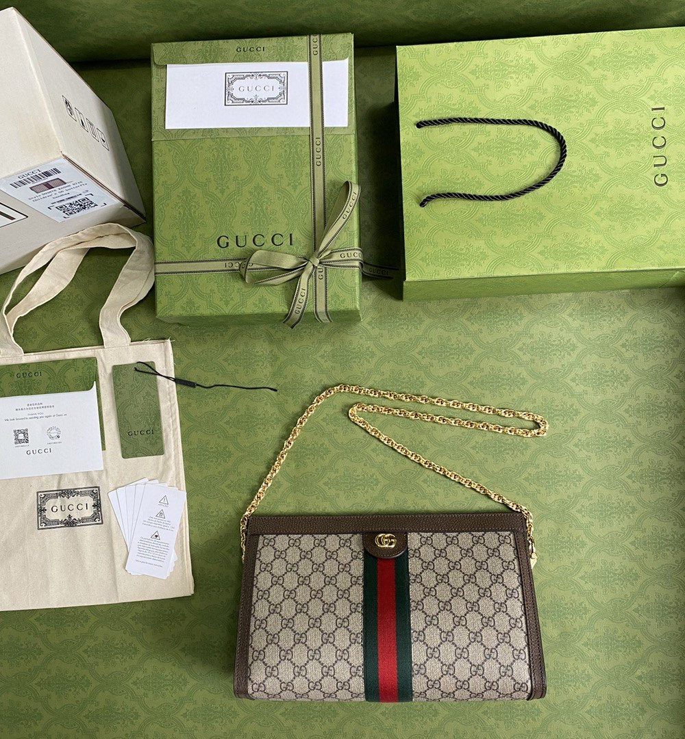 1:1 Replica Gucci Ophidia GG Medium Shoulder Bag Beige/Ebony GG Supreme Canvas Green And Red Web For Women 13in/32.5cm GG 503876 K05NG 8745