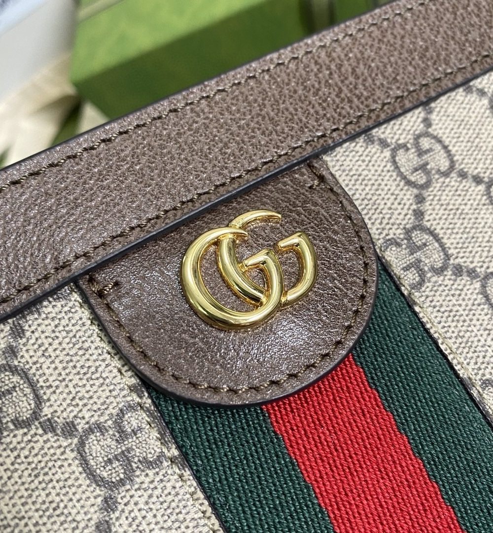 1:1 Replica Gucci Ophidia GG Medium Shoulder Bag Beige/Ebony GG Supreme Canvas Green And Red Web For Women 13in/32.5cm GG 503876 K05NG 8745