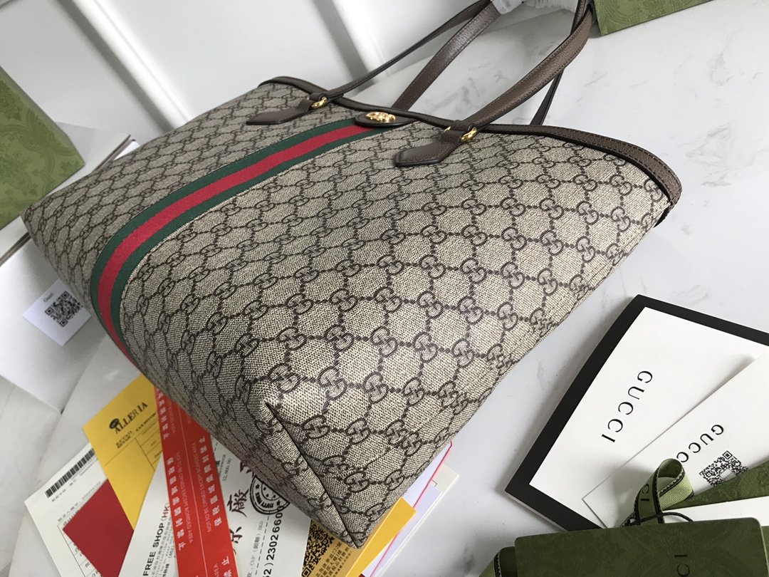 1:1 Replica Gucci Ophidia GG Medium Tote Bag Beige/Ebony GG Supreme Canvas And Brown For Women 15in/38cm 631685 96IWB 8745 - Image 5