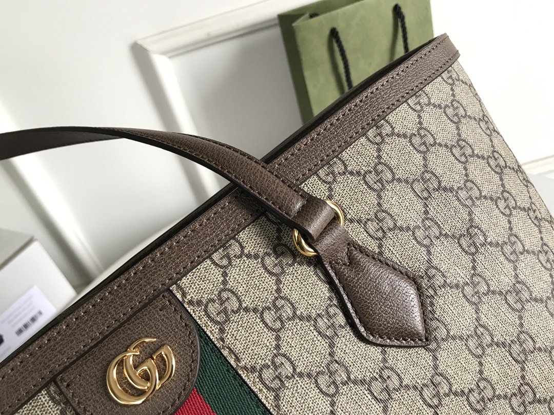 1:1 Replica Gucci Ophidia GG Medium Tote Bag Beige/Ebony GG Supreme Canvas And Brown For Women 15in/38cm 631685 96IWB 8745 - Image 2