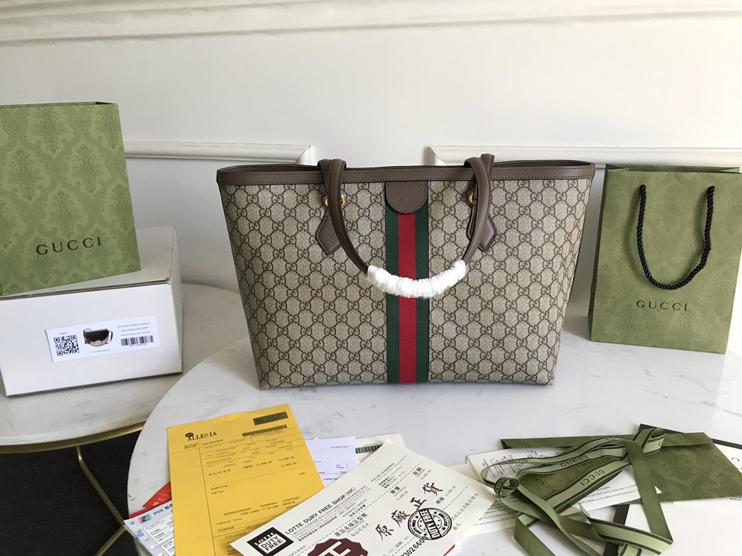 1:1 Replica Gucci Ophidia GG Medium Tote Bag Beige/Ebony GG Supreme Canvas And Brown For Women 15in/38cm 631685 96IWB 8745 - Image 3