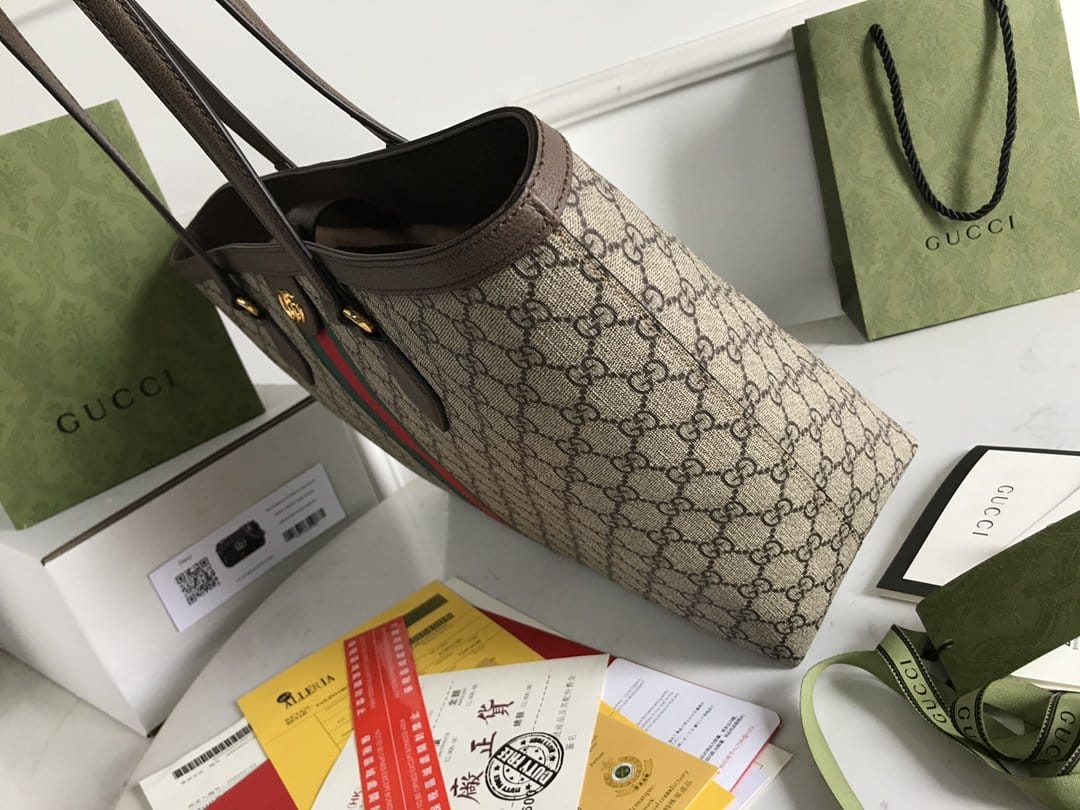 1:1 Replica Gucci Ophidia GG Medium Tote Bag Beige/Ebony GG Supreme Canvas And Brown For Women 15in/38cm 631685 96IWB 8745 - Image 4