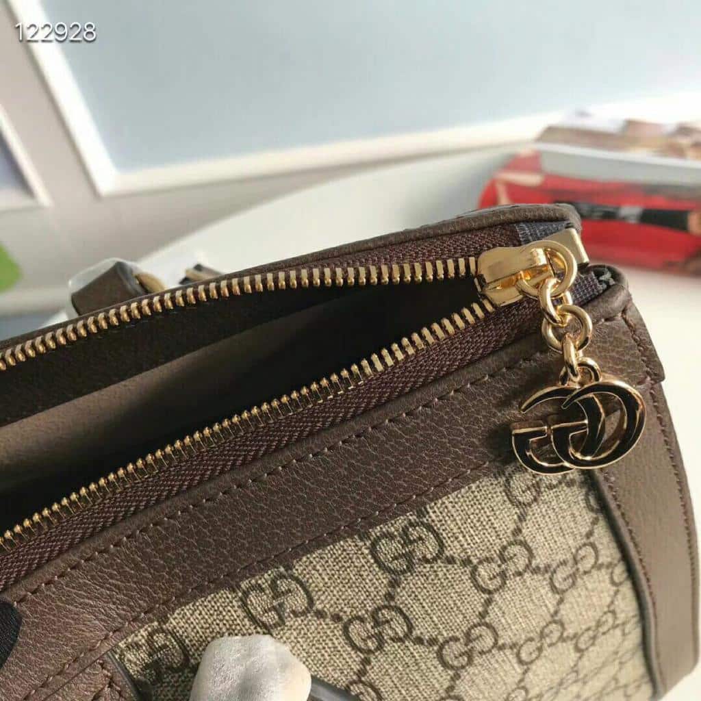 1:1 Replica Gucci Ophidia GG Medium Tote Bag Beige/Ebony GG Supreme Canvas With Brown For Women 13in/33cm GG 524537 K05NB 8745 - Image 5