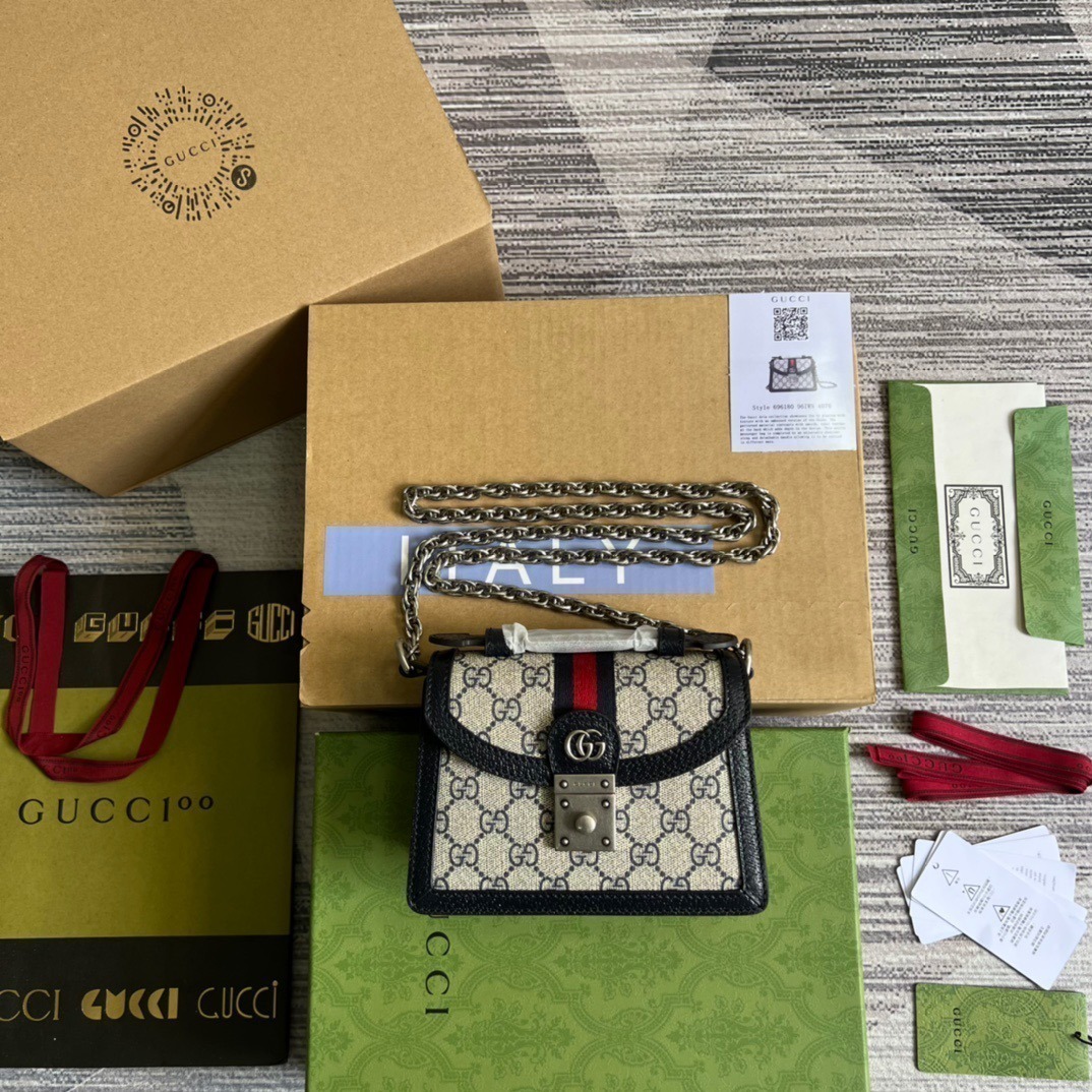 1:1 Replica Gucci Ophidia GG Mini Shoulder Bag Beige For Women, Women's Bags 6.9in/18cm GG