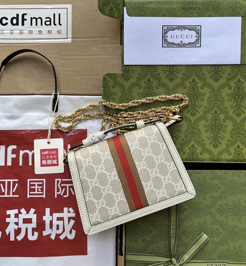 1:1 Replica Gucci Ophidia GG Mini Shoulder Bag White For Women, Women's Bags 6.9in/17.5cm GG 696180 UULAK 9956