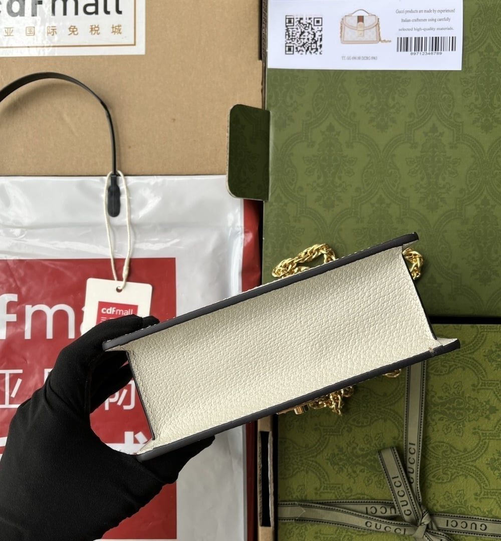 1:1 Replica Gucci Ophidia GG Mini Shoulder Bag White For Women, Women's Bags 6.9in/17.5cm GG 696180 UULAK 9956