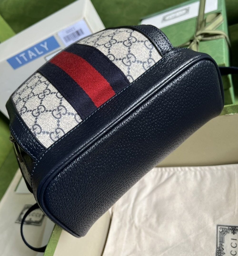 1:1 Replica Gucci Ophidia GG Small Backpack Beige And Blue GG Supreme Canvas For Women 11.5in/29cm Beige