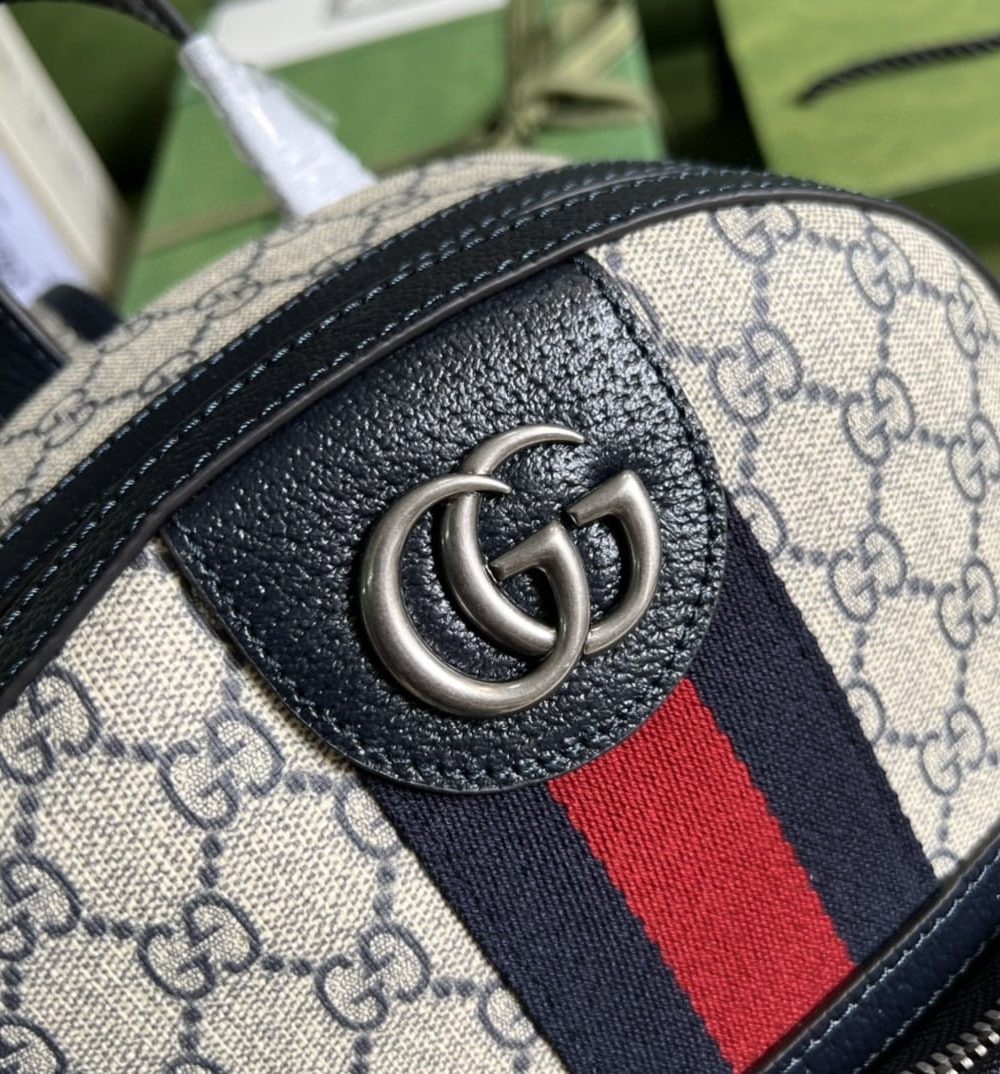 1:1 Replica Gucci Ophidia GG Small Backpack Beige And Blue GG Supreme Canvas For Women 11.5in/29cm Beige