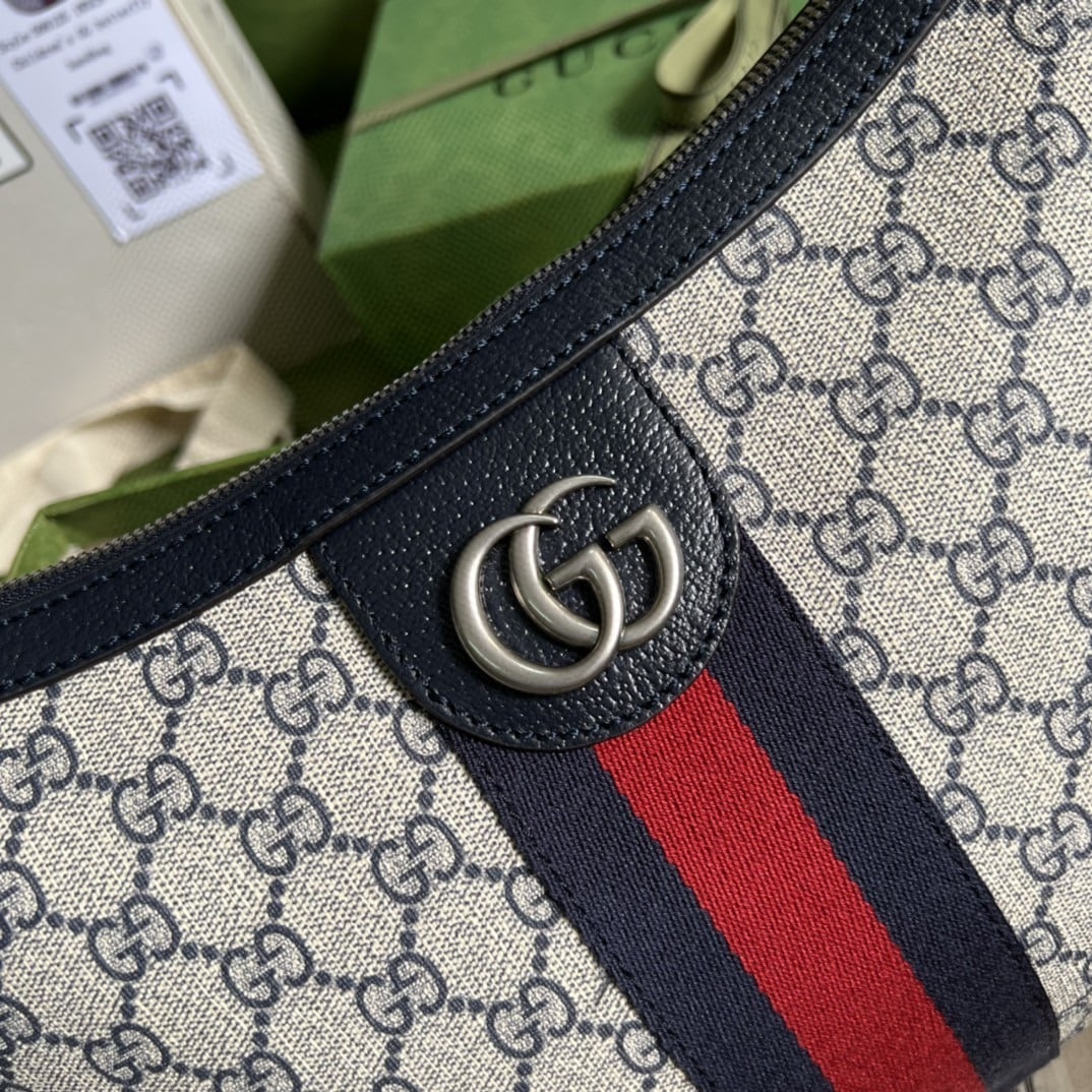 1:1 Replica Gucci Ophidia GG Small Shoulder Bag Beige And Blue GG Supreme Canvas For Women 12in/30cm 598125 2ZGMN 4076 - Image 9