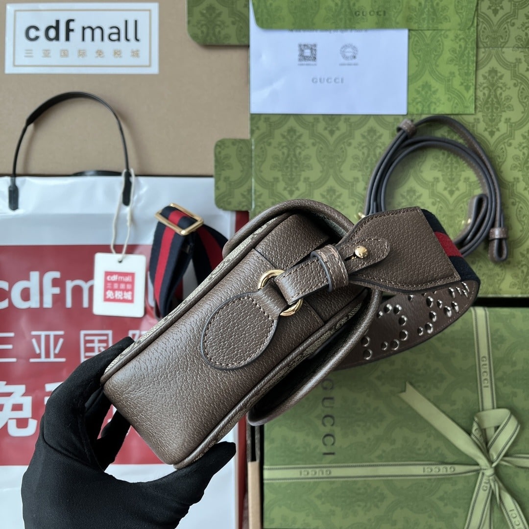 1:1 Replica Gucci Ophidia GG Small Shoulder Bag Beige And Brown For Women, Women's Bags 9.1in/23cm GG - Image 3
