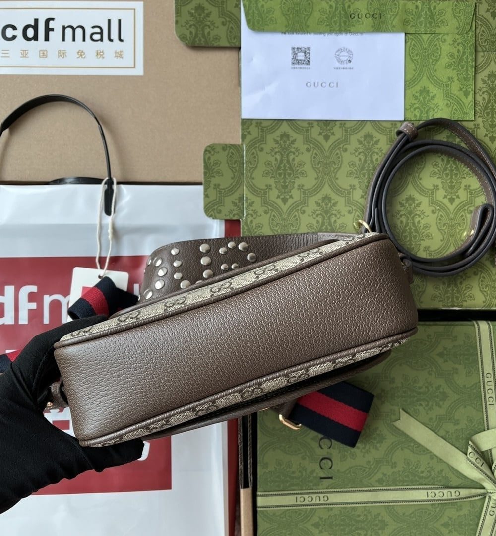 1:1 Replica Gucci Ophidia GG Small Shoulder Bag Beige And Brown For Women, Women's Bags 9.1in/23cm GG