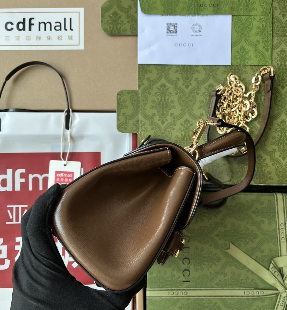 1:1 Replica Gucci Ophidia Gucci Horsebit 1955 Mini Bag Brown For Women, Women's Bags 8.6in/22cm GG 703848 AAA7G 2361