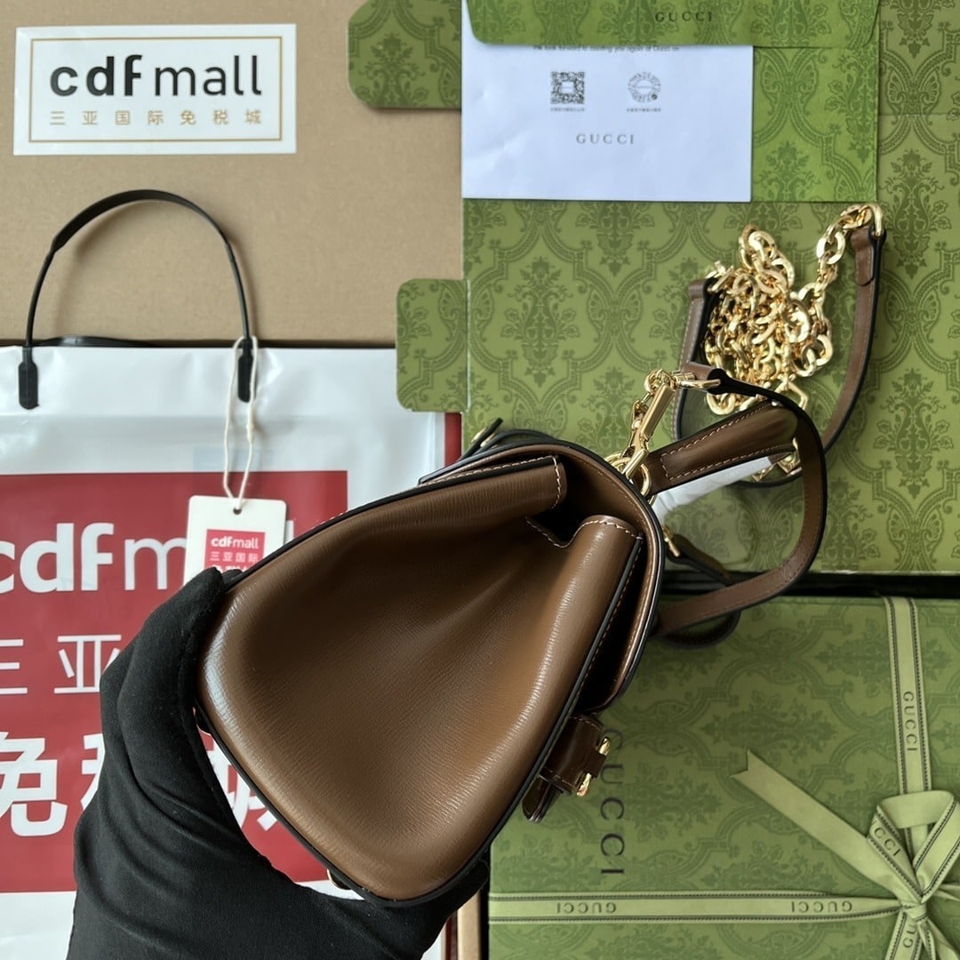 1:1 Replica Gucci Ophidia Gucci Horsebit 1955 Mini Bag Brown For Women, Women's Bags 8.6in/22cm GG 703848 AAA7G 2361 - Image 3