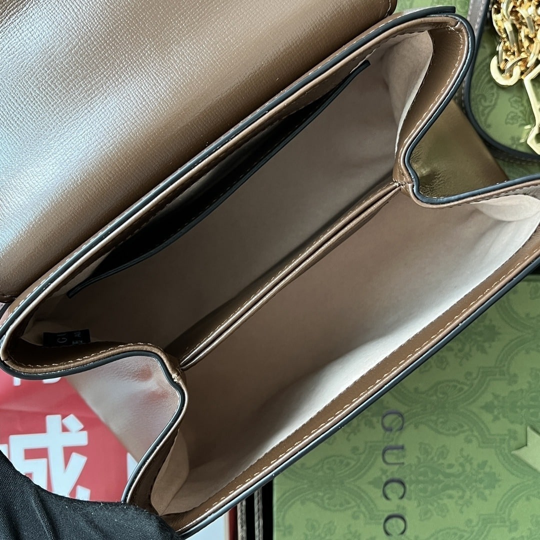 1:1 Replica Gucci Ophidia Gucci Horsebit 1955 Mini Bag Brown For Women, Women's Bags 8.6in/22cm GG 703848 AAA7G 2361 - Image 6