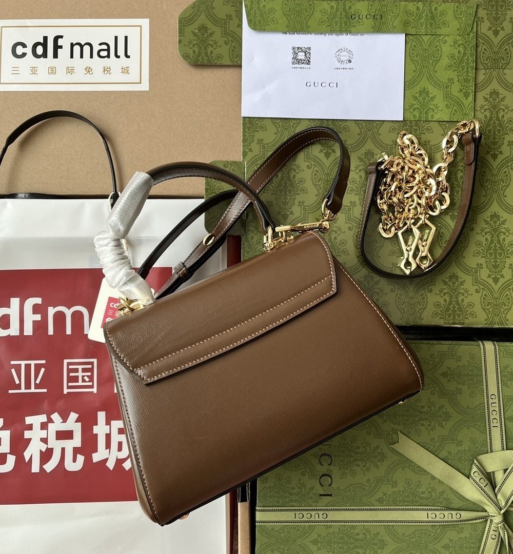 1:1 Replica Gucci Ophidia Gucci Horsebit 1955 Mini Bag Brown For Women, Women's Bags 8.6in/22cm GG 703848 AAA7G 2361