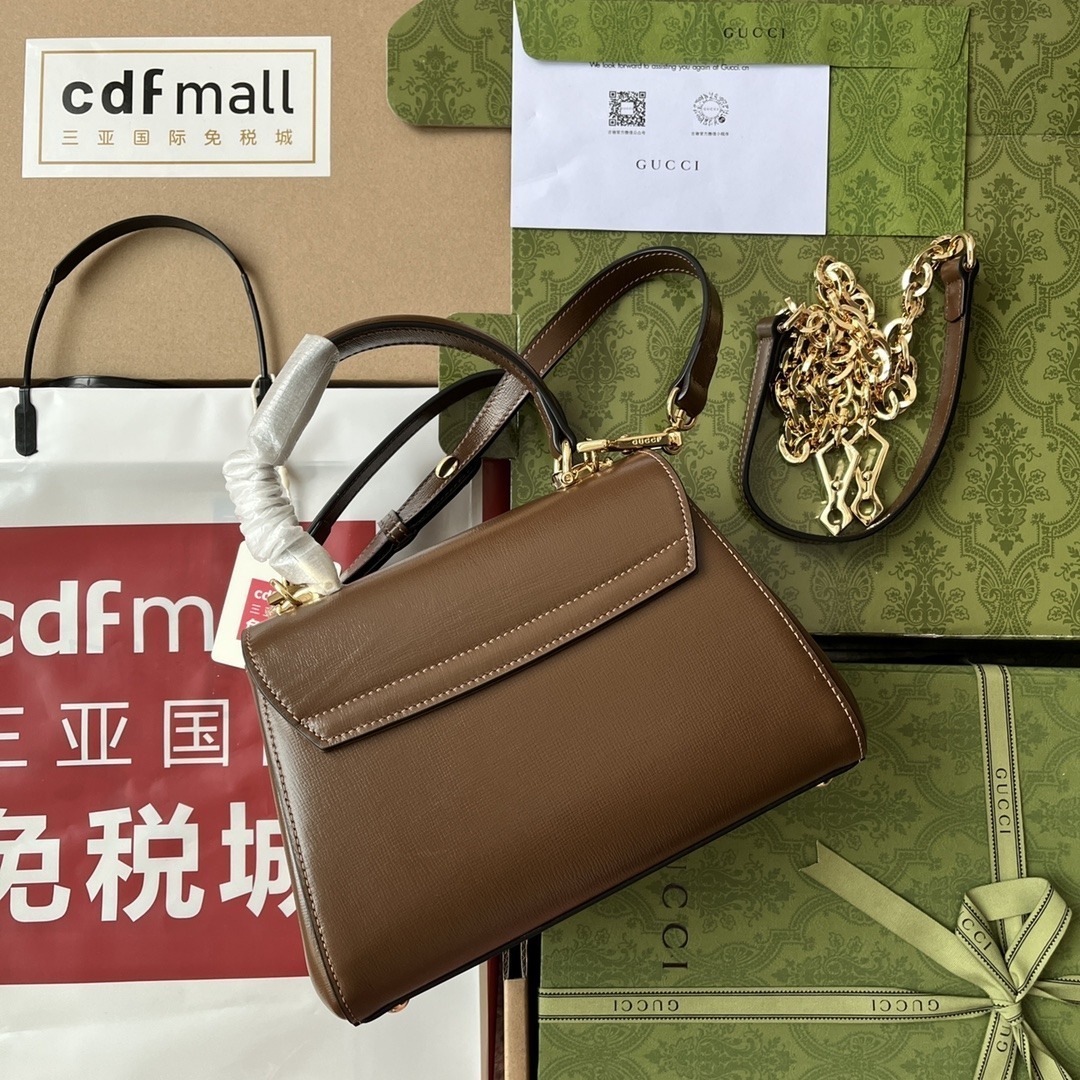 1:1 Replica Gucci Ophidia Gucci Horsebit 1955 Mini Bag Brown For Women, Women's Bags 8.6in/22cm GG 703848 AAA7G 2361 - Image 7