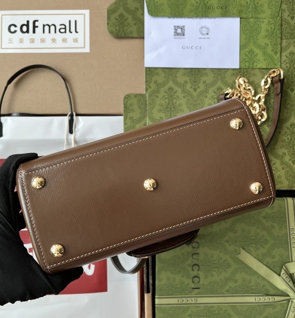 1:1 Replica Gucci Ophidia Gucci Horsebit 1955 Mini Bag Brown For Women, Women's Bags 8.6in/22cm GG 703848 AAA7G 2361