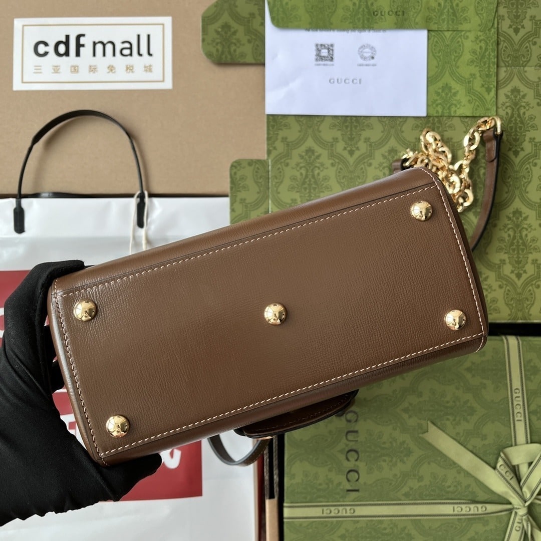 1:1 Replica Gucci Ophidia Gucci Horsebit 1955 Mini Bag Brown For Women, Women's Bags 8.6in/22cm GG 703848 AAA7G 2361 - Image 2