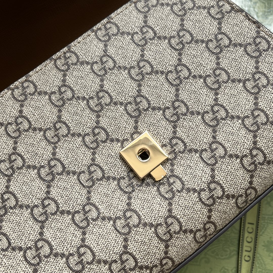 1:1 Replica Gucci Ophidia Gucci Horsebit 1955 Mini Bag Light Brown And Beige For Women, Women's Bags 8.6in/22cm GG 703848 9AAAJ 8563 - Image 8