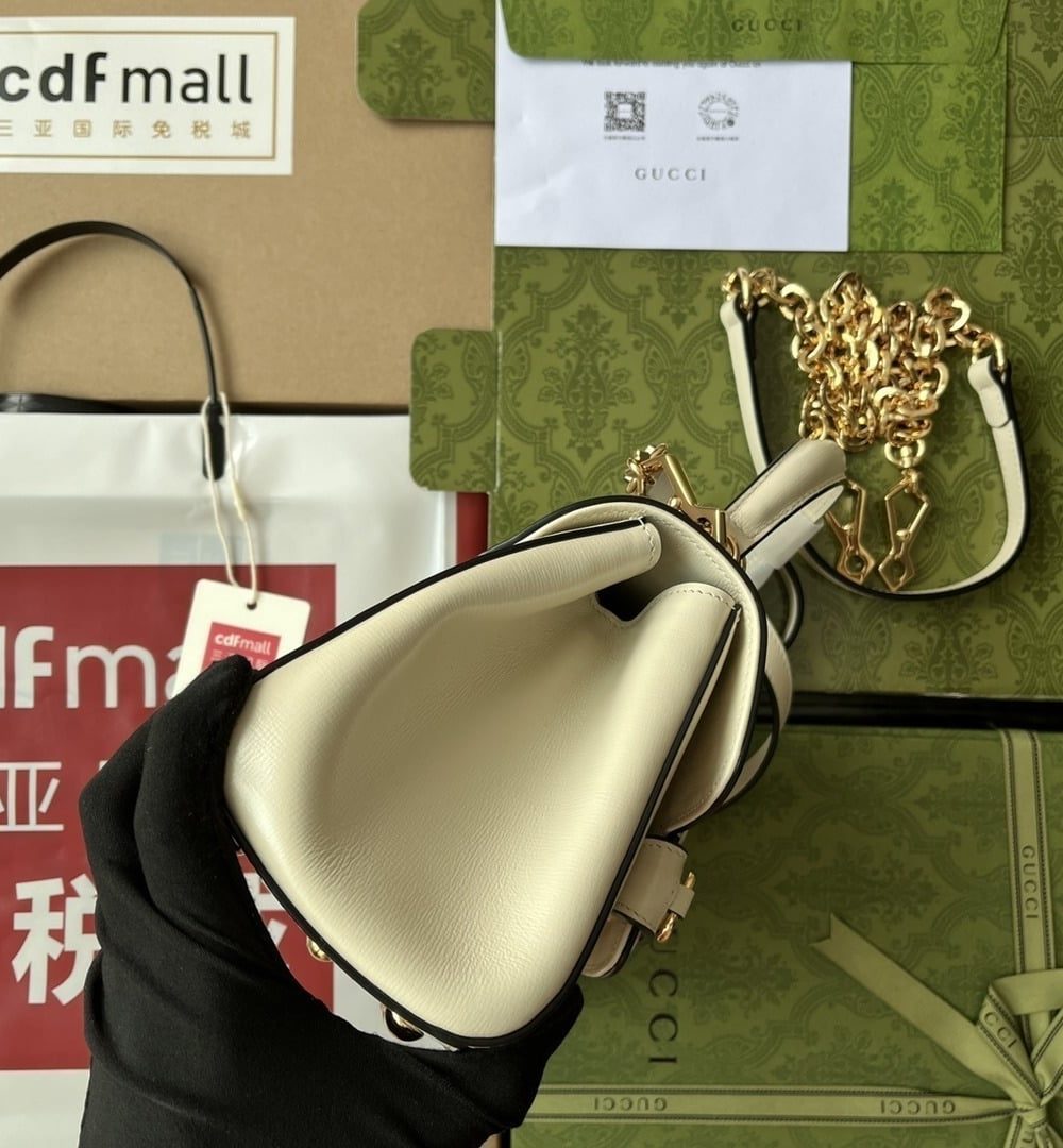 1:1 Replica Gucci Ophidia Gucci Horsebit 1955 Mini Bag White For Women, Women's Bags 8.6in/22cm GG