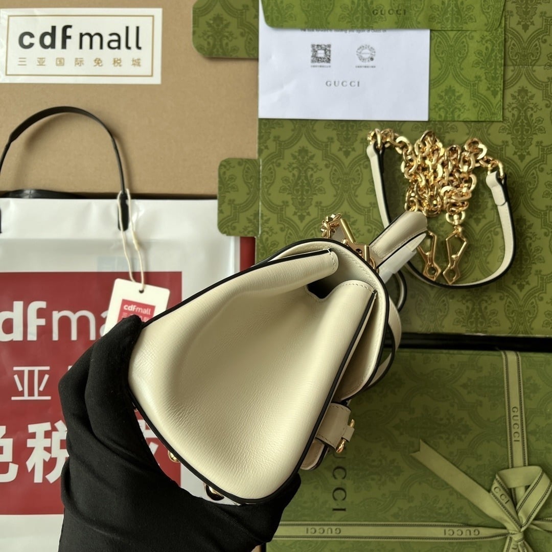 1:1 Replica Gucci Ophidia Gucci Horsebit 1955 Mini Bag White For Women, Women's Bags 8.6in/22cm GG - Image 5