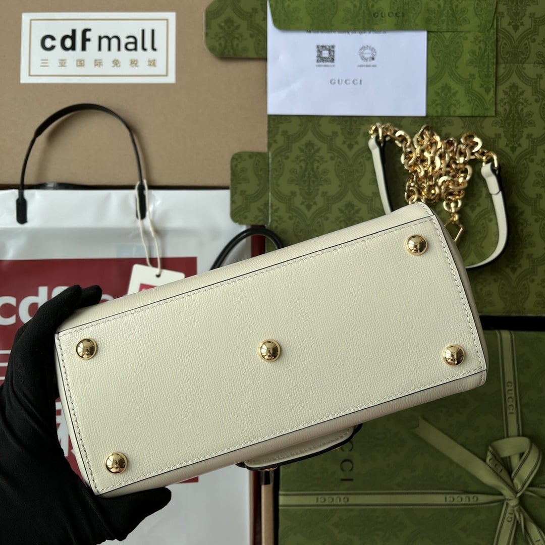 1:1 Replica Gucci Ophidia Gucci Horsebit 1955 Mini Bag White For Women, Women's Bags 8.6in/22cm GG - Image 7