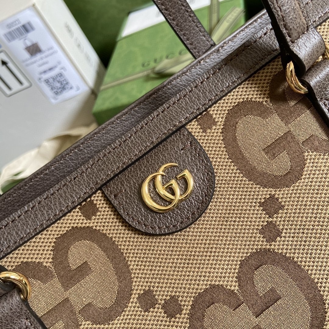 1:1 Replica Gucci Ophidia Jumbo GG Medium Tote Camel And Ebony Jumbo Canvas For Women 15in/38cm GG - Image 9