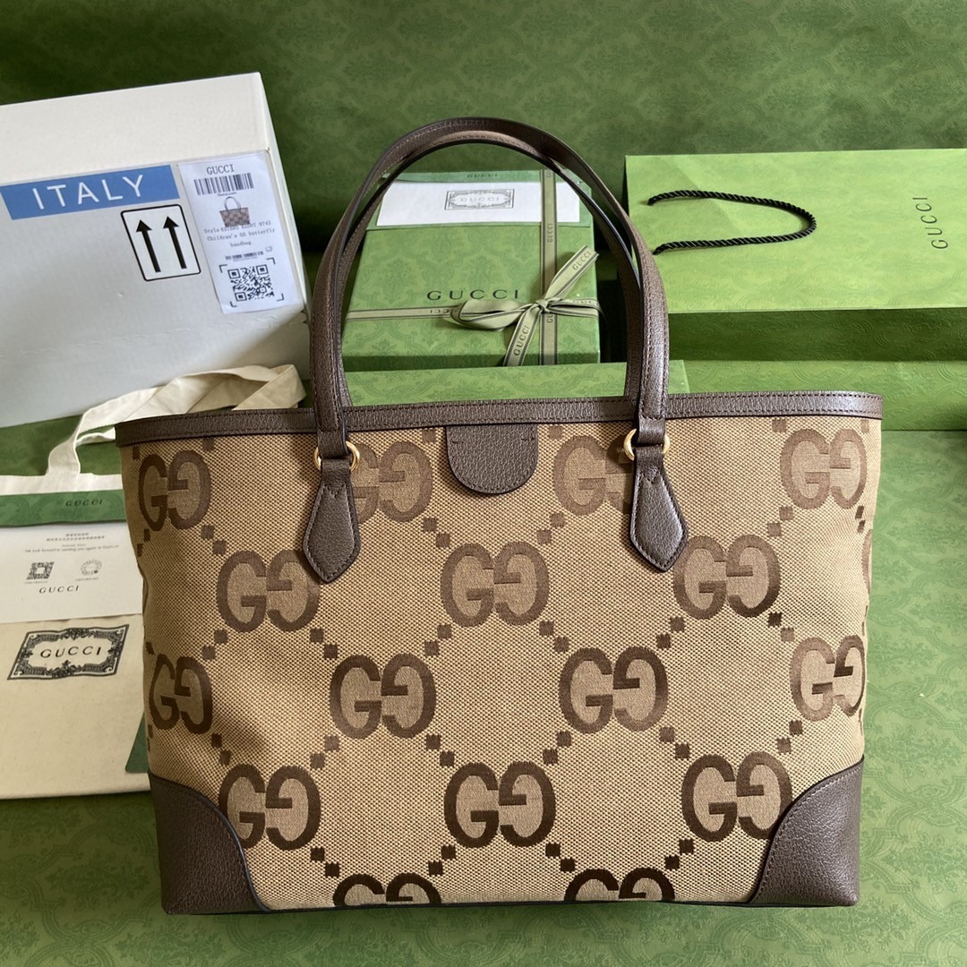1:1 Replica Gucci Ophidia Jumbo GG Medium Tote Camel And Ebony Jumbo Canvas For Women 15in/38cm GG - Image 8