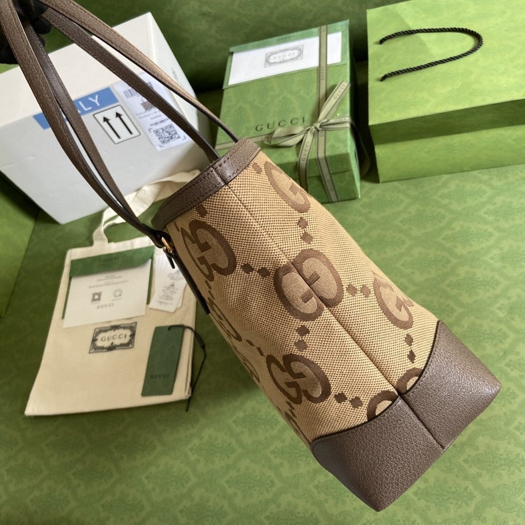 1:1 Replica Gucci Ophidia Jumbo GG Medium Tote Camel And Ebony Jumbo Canvas For Women 15in/38cm GG - Image 5