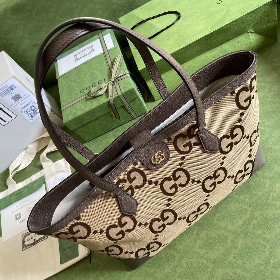 1:1 Replica Gucci Ophidia Jumbo GG Medium Tote Camel And Ebony Jumbo Canvas For Women 15in/38cm GG - Image 4