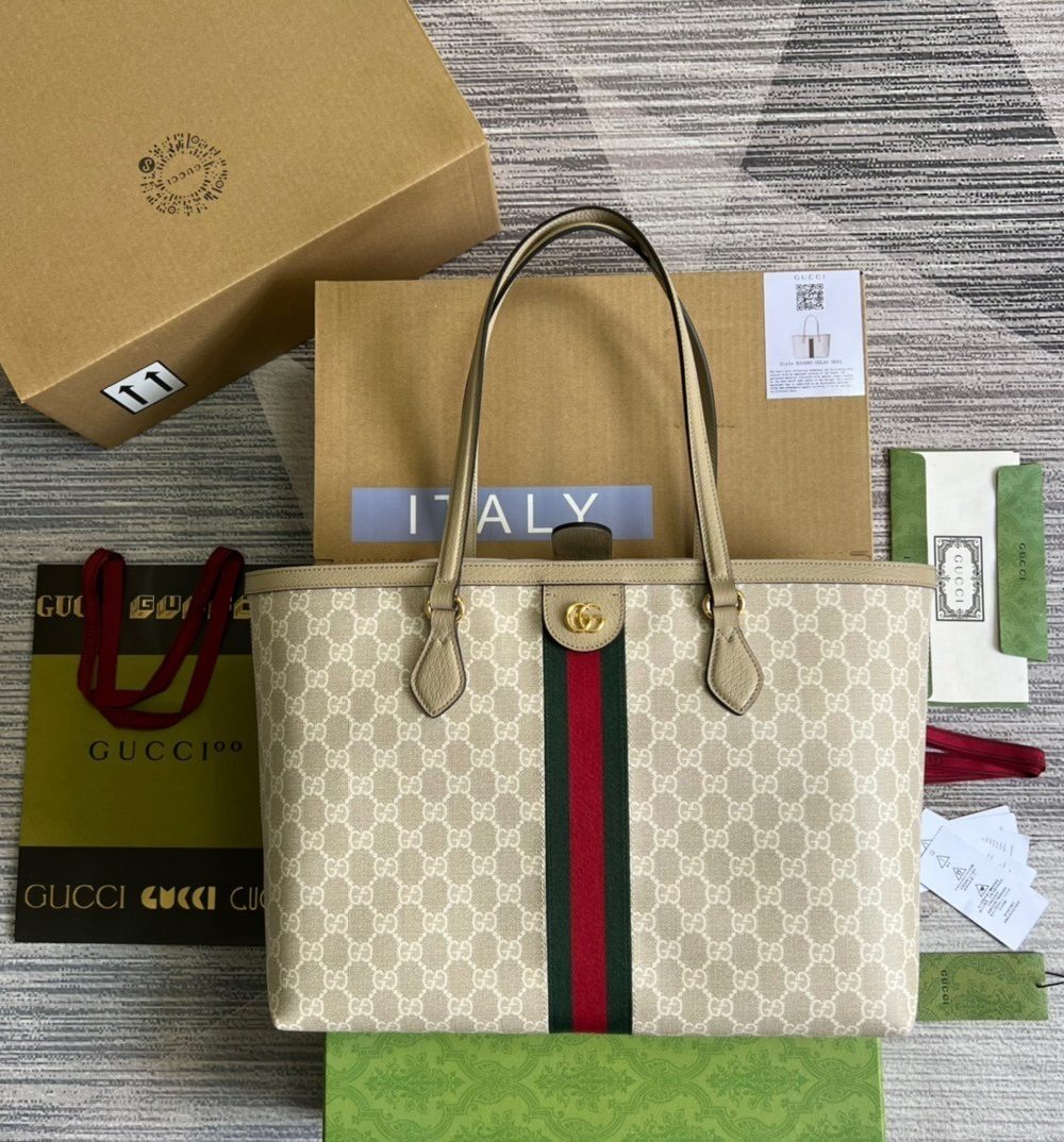 1:1 Replica Gucci Ophidia Medium GG Tote Beige For Women, Women's Bags 15in/38cm GG ‎631685 UULAG 9682