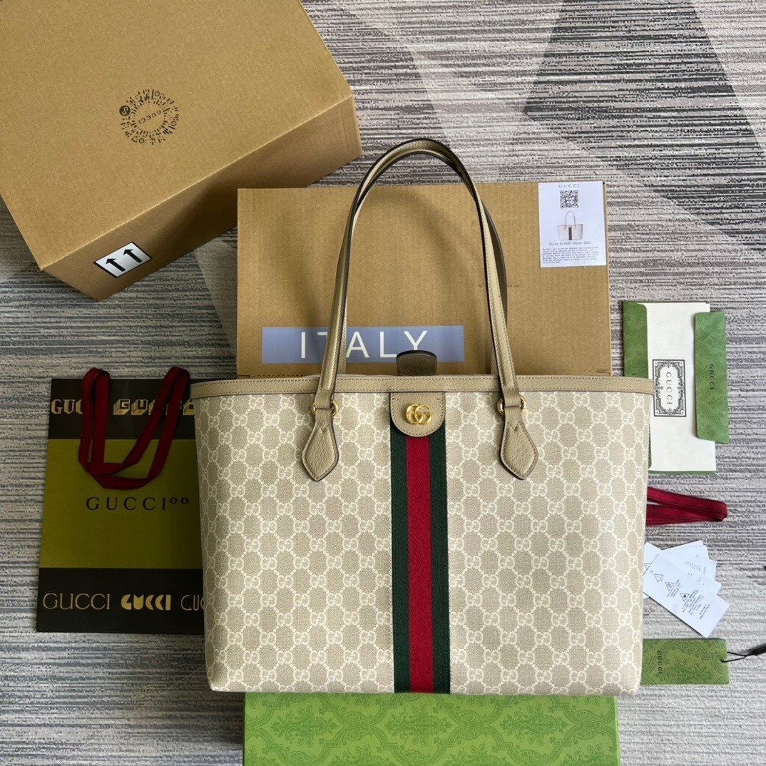 1:1 Replica Gucci Ophidia Medium GG Tote Beige For Women, Women's Bags 15in/38cm GG 631685 UULAG 9682