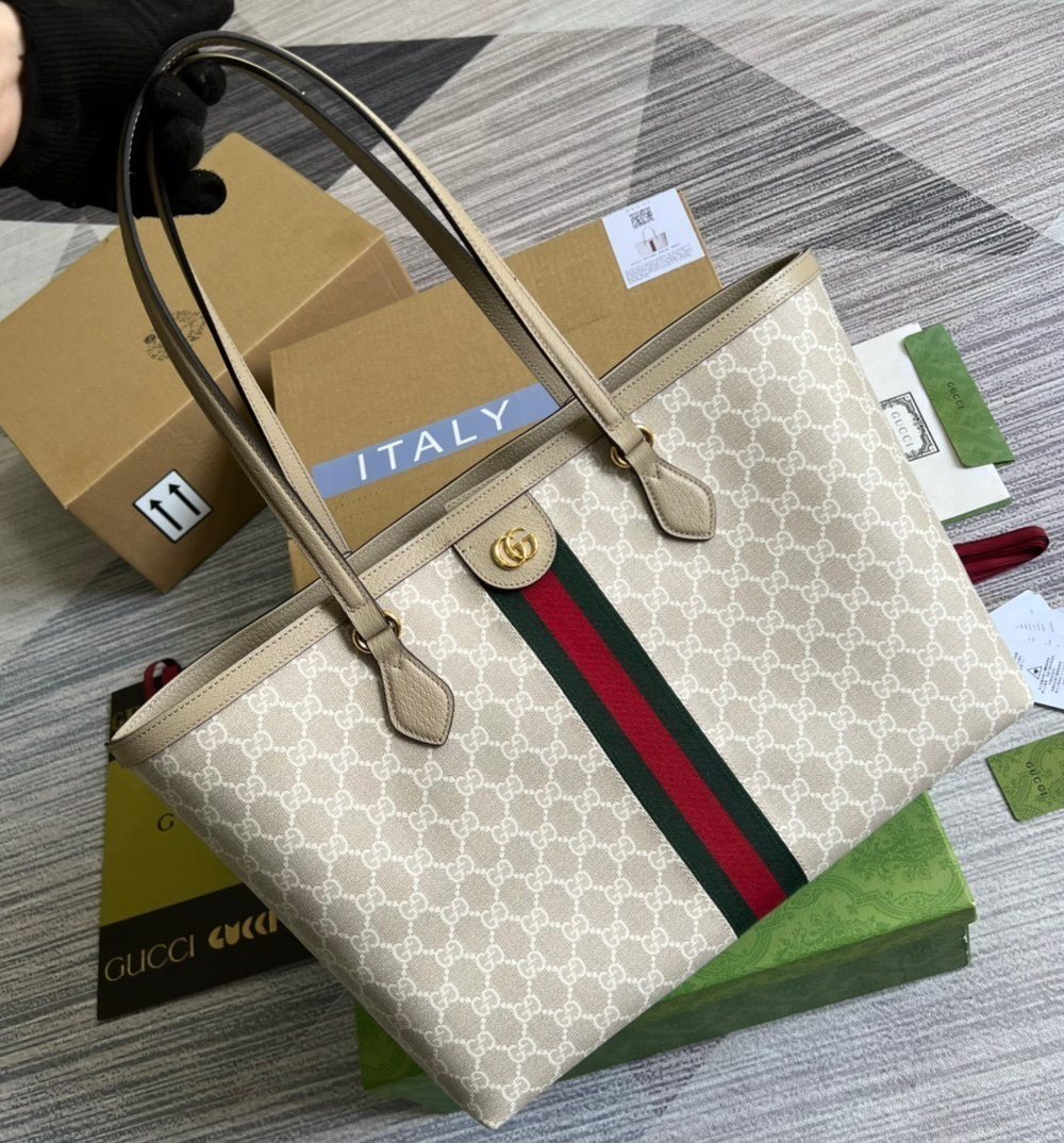 1:1 Replica Gucci Ophidia Medium GG Tote Beige For Women, Women's Bags 15in/38cm GG ‎631685 UULAG 9682